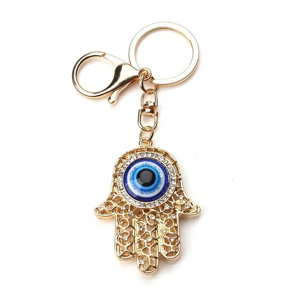 Bohemian Crystal Hamsa Hand with Evil Eye Keychain - Picture 2 of 15
